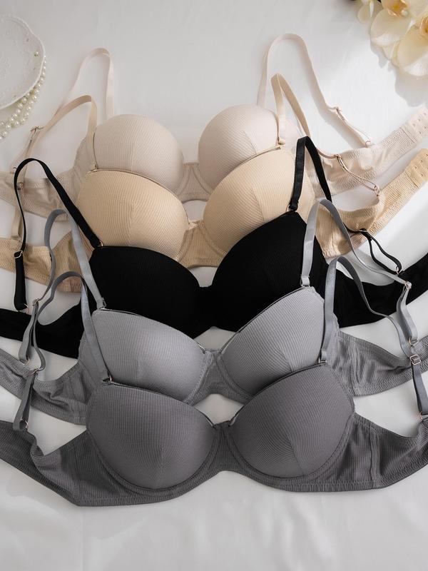 Women's Solid Adjustable Strap Underwire Bra, Soft Comfy Breathable Bra, Ladies Lingerie for All Seasons Birthday Wear 2024